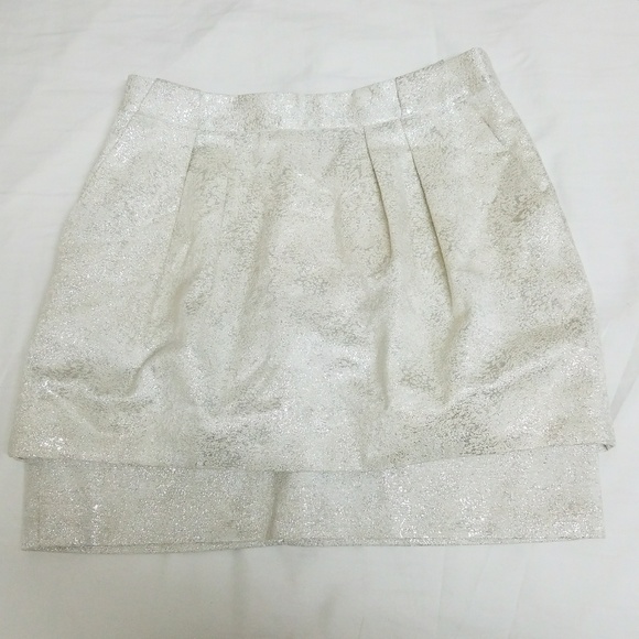 Zara Dresses & Skirts - Zara XS formal silver shimmery metallic skirt
